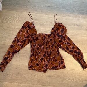 Nine West Brown and Pink Blouse